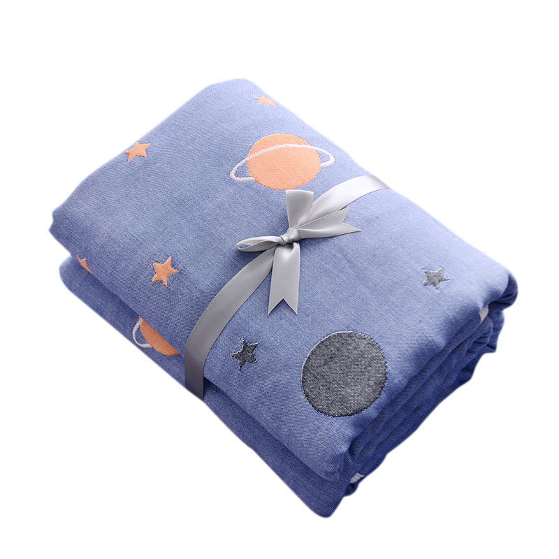 Blue Interstellar Cotton Gauze Baby Quilt