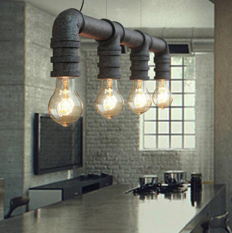 4 Head Water Pipe Industrial Pendant Light