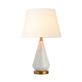 Ceramic Diamond Shaped Night Light Nordic Single Table Lamp with Fabric Empire Shade