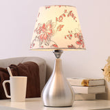 Silver Drop-Like Table Lamp Modern 1-Light Aluminum Night Light with Cone Fabric Shade