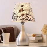 Silver Drop-Like Table Lamp Modern 1-Light Aluminum Night Light with Cone Fabric Shade