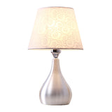 Silver Drop-Like Table Lamp Modern 1-Light Aluminum Night Light with Cone Fabric Shade