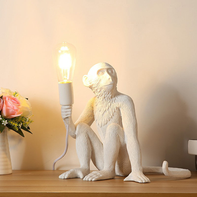 Ape Monkey Resin Night Light Decorative 1 Head Table Lamp with Naked Bulb Design