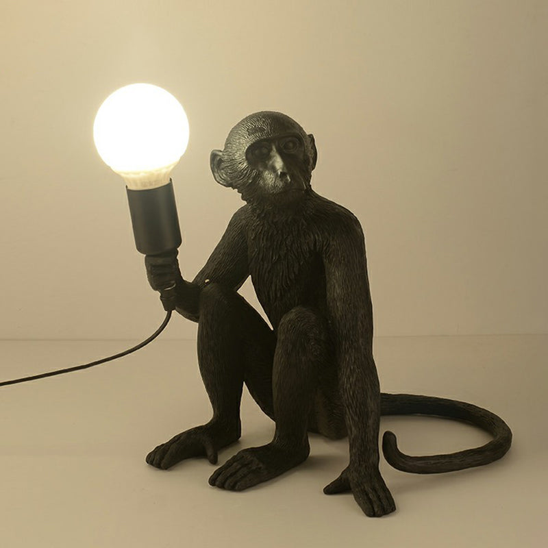 Ape Monkey Resin Night Light Decorative 1 Head Table Lamp with Naked Bulb Design