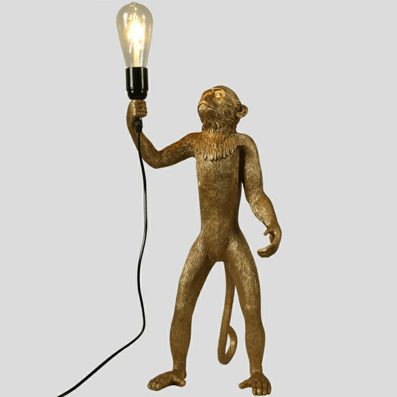 Ape Monkey Resin Night Light Decorative 1 Head Table Lamp with Naked Bulb Design