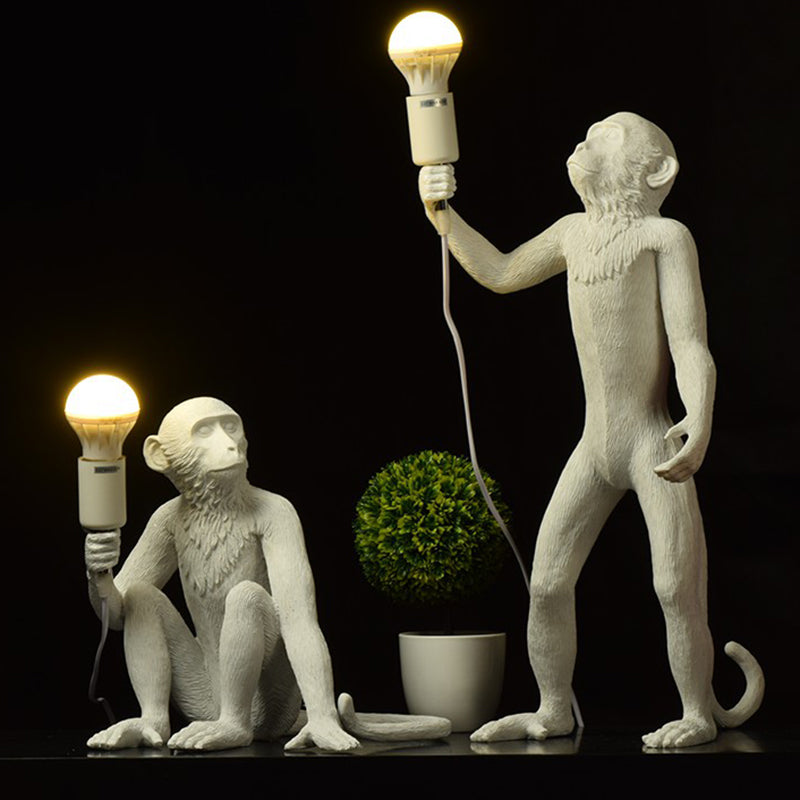 Ape Monkey Resin Night Light Decorative 1 Head Table Lamp with Naked Bulb Design