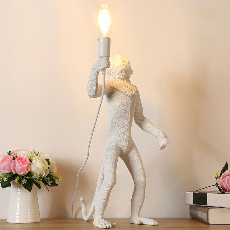 Ape Monkey Resin Night Light Decorative 1 Head Table Lamp with Naked Bulb Design