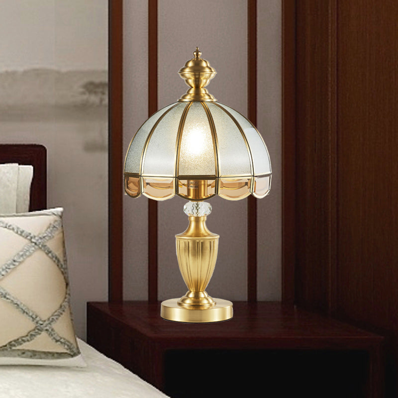 Bronze Hemispherical Night Light Colonial Frosted Glass 1-Light Bedroom Table Lamp