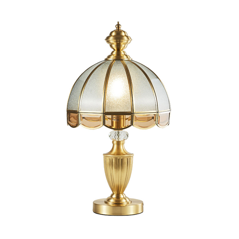 Bronze Hemispherical Night Light Colonial Frosted Glass 1-Light Bedroom Table Lamp