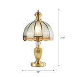 Bronze Hemispherical Night Light Colonial Frosted Glass 1-Light Bedroom Table Lamp