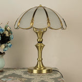 Brass Flower Nightstand Lamp Minimalist Opal Frosted Glass Single Bedroom Table Light