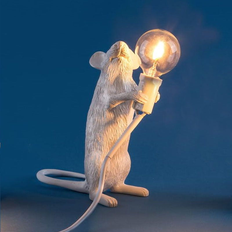 Resin Rat Shaped Table Lamp Creative 1-Light Night Lighting with Bare Bulb Design