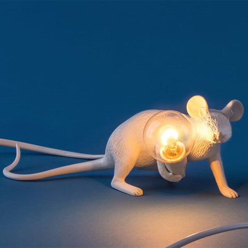 Resin Rat Shaped Table Lamp Creative 1-Light Night Lighting with Bare Bulb Design