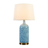 Tapered Nightstand Lamp Simplicity Fabric 1 Head Blue Table Light with Jug Shaped Ceramic Base