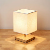 Flaxen and Wood Small Table Light Minimalism 1-Light Fabric Night Lamp for Bedroom