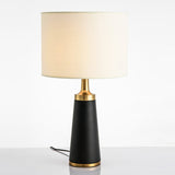 Cylindrical Fabric Table Light Contemporary 1 Head White-Black Night Lamp for Bedroom