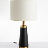 Cylindrical Fabric Table Light Contemporary 1 Head White-Black Night Lamp for Bedroom