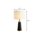Cylindrical Fabric Table Light Contemporary 1 Head White-Black Night Lamp for Bedroom