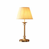 Modern Empire Shade Table Lamp Pleated Fabric Single Bedside Night Light in Brass