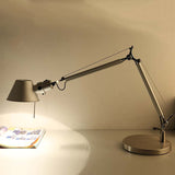 Industrial Telescopic Table Lamp 1-Light Metal Reading Book Light with Tapered Shade in Silver