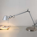 Industrial Telescopic Table Lamp 1-Light Metal Reading Book Light with Tapered Shade in Silver