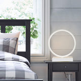 Simplicity Circle LED Night Light Metal Bedroom Table Lamp with Rectangular Base