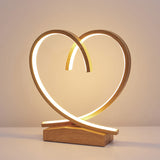Halo Ring LED Nightstand Lamp Decorative Metal Wood Finish Table Light for Bedroom