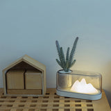Plastic Mountain Shaped Night Light Artistic Rechargeable LED Table Lamp with Oval Cover and Storage Cup