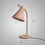 Metal Conical Table Light Macaron Single-Bulb Nightstand Lamp with Bend Arm for Bedroom