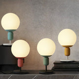 White Glass Spherical Night Lamp Macaron 1 Head Table Light for Childrens Bedroom