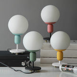 White Glass Spherical Night Lamp Macaron 1 Head Table Light for Childrens Bedroom