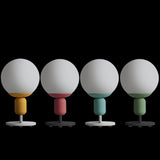 White Glass Spherical Night Lamp Macaron 1 Head Table Light for Childrens Bedroom