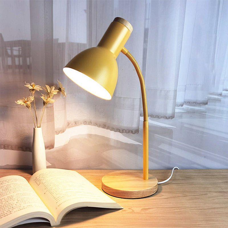 Flexible Gooseneck Metal Reading Lamp Nordic Style Single Night Table Light with Bell Shade