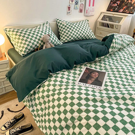 Small Checkerboard Poly Duvet Cover Bedding Set