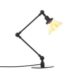 Cone Clear/Amber Glass Table Lamp Warehouse Stylish 1 Light Black/Brass Table Lighting for Study Room