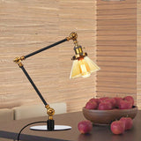 Cone Clear/Amber Glass Table Lamp Warehouse Stylish 1 Light Black/Brass Table Lighting for Study Room