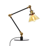 Cone Clear/Amber Glass Table Lamp Warehouse Stylish 1 Light Black/Brass Table Lighting for Study Room