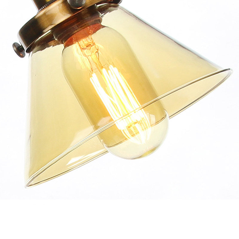 Cone Clear/Amber Glass Table Lamp Warehouse Stylish 1 Light Black/Brass Table Lighting for Study Room