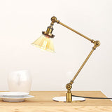 Cone Clear/Amber Glass Table Lamp Warehouse Stylish 1 Light Black/Brass Table Lighting for Study Room