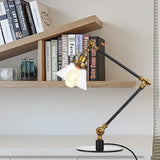 Cone Clear/Amber Glass Table Lamp Warehouse Stylish 1 Light Black/Brass Table Lighting for Study Room