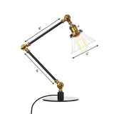 Cone Clear/Amber Glass Table Lamp Warehouse Stylish 1 Light Black/Brass Table Lighting for Study Room