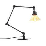 Cone Clear/Amber Glass Table Lamp Warehouse Stylish 1 Light Black/Brass Table Lighting for Study Room