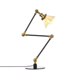 Cone Clear/Amber Glass Table Lamp Warehouse Stylish 1 Light Black/Brass Table Lighting for Study Room