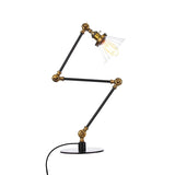 Cone Clear/Amber Glass Table Lamp Warehouse Stylish 1 Light Black/Brass Table Lighting for Study Room