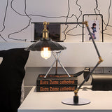 1 Bulb Study Room Table Lighting Vintage Stylish Adjustable Black/Brass Table Lamp with Scalloped Edge Metal Shade