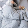 Grey Yarn-Dyed Stripe Knit Fabric Bedding Set Cotton Duvet Cover Bedding Set