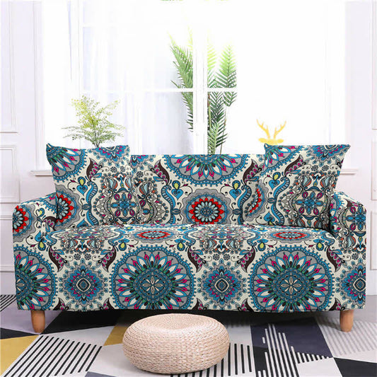 Blue Abstract Pattern Elastic Sofa Cover