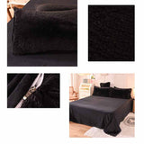 Solid Color Poly Mink Flannel Puffy Duvet Cover Bedding Set