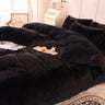 Solid Color Poly Mink Flannel Puffy Duvet Cover Bedding Set