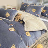 Poly Lovely Bear Milk Cashmere Flannel Berber Fleece Duvet Cover Bedding Set